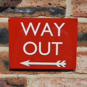 Way Out Sign – Red Left Arrow
